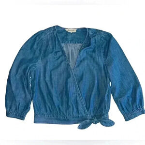Madewell Blue Wrap Top